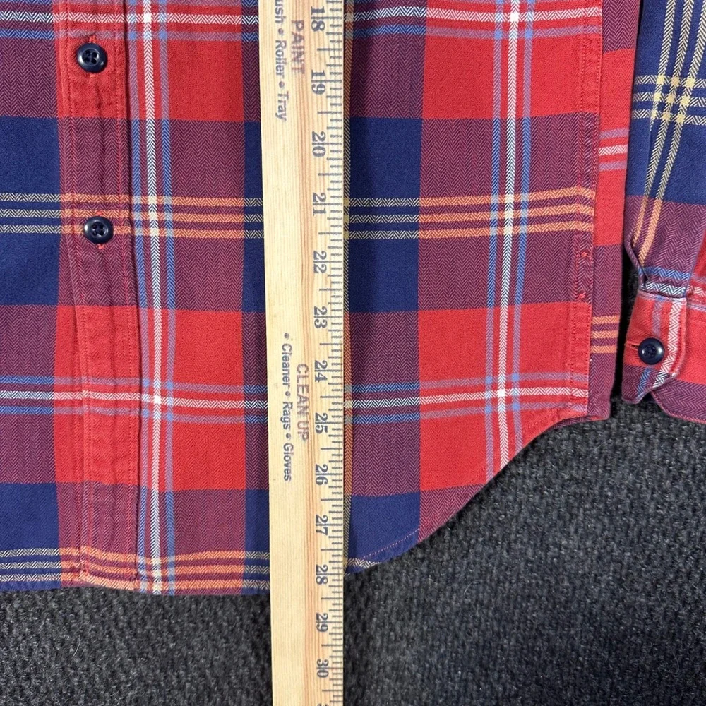 J. Crew Flannel Shirts Lot of 2 Mens S Red Blue Herringbone Plaid Long Sleeve